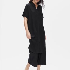 Eileen Fisher Black Cropped Silk Pants